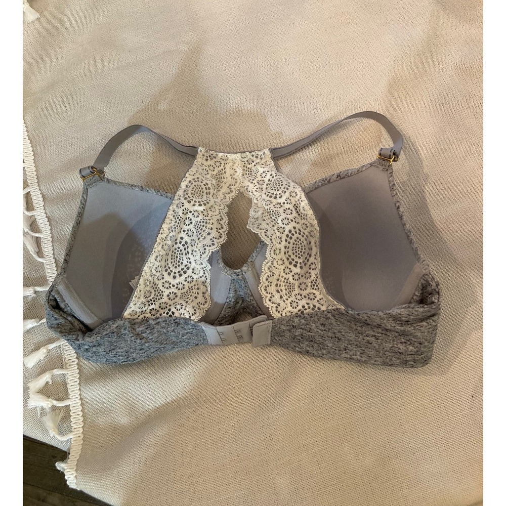 Soma Gray Racerback Bra 34C Front Closure Underwire Embraceable Soft Girl - Picture 3 of 5